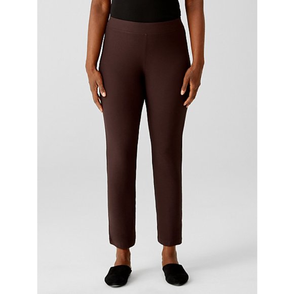Eileen Fisher Brown Washable‎ Stretch Crepe Slim Ankle Pants Size PP